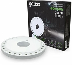 Фонарь GAUSS кемпинговый 24LED 300Lm 3xAA белый магнит и карабин GF003 - фото 85639