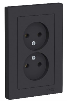 Розетка WESSEN AtlasDesign дв. без з/к 16А, в сборе, карбон ATN001020 - фото 85688