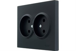 Розетка LEZARD VESNA двойная с/з, бакалит, черная матовая 742-4200-127B - фото 85697