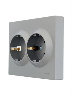 Розетка LEZARD VESNA двойная с/з, бакалит, платина 742-3500-127B - фото 85712