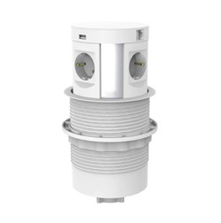 Блок Shelbi выдвижной настольный розеточный на 4 розетки 200B, 2 USB, 2 RJ45 розетки, черный - фото 85725
