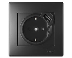 Розетка LESYA с USB черный бархат мат. 705-4242-181 - фото 85728