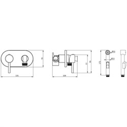 Смеситель DAMIXA RedBlu Option монтируемый в стену, с гиг.душем 212000000 - фото 86003
