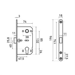 Замок АЛЛЮР врезной ЗВ7-103/85 CP хром с ручкой (20) - фото 86084