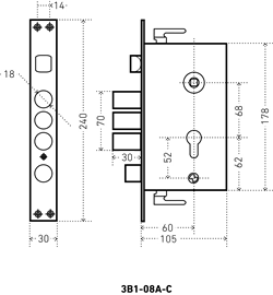 Замок АЛЛЮР врезной ЗВ1-08А-С без ц/мех.б/о для кит.металл.дверей б/руч (20) - фото 86113