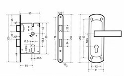Замок АЛЛЮР врезной ЗВ4-1/58A GP без ц/мех., с руч. латунь - фото 86116
