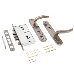 Замок АЛЛЮР врезной ЗВ4-0526 AB-L бронза (левый с ручкой) для мет.дверей и калиток - фото 86117