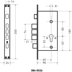 Замок АЛЛЮР врезной ЗВ4-0526 AB-L бронза (левый с ручкой) для мет.дверей и калиток - фото 86120