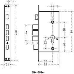 Замок АЛЛЮР врезной ЗВ4-0526 AB-R бронза (правый с ручкой) для мет.дверей и калиток - фото 86122