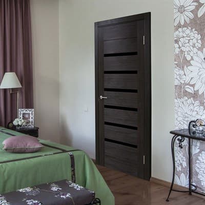 Полотно ОМИС дверное Лагуна черное стекло (пленка ПВХ) 600*2000*34 венге - фото 8626