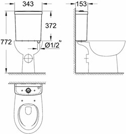 Бачок GROHE BAU CERAMIC режим смыва:двойной,эконом,обычный (для унитаза 39349000) 39436000 - фото 86364