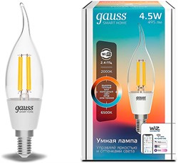 Лампа Gauss LED Smart Home Filament СF35 4,5W 495Lm E14 2000К-6500K изм.цвет.темп+дим. 1280112 - фото 87370