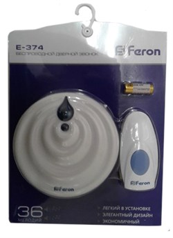 Звонок Feron электрический дверной (35 мелодии) белый, синий Е-374  23687 - фото 87808