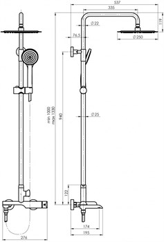 Душевая система RUBINETA OLO/Ultra 10 SW DV 3/4 625125 - фото 88110