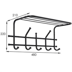 Вешалка с полкой ЭРА 5, черная ВСП 278Ч - фото 88120