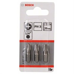 Биты BOSCH 3 БИТ 25мм PH3 ХН (50137490) 2607001515 - фото 88326