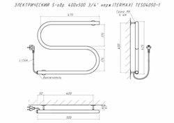 Полотенцесушитель TERMAX ЭЛЕКТРИЧЕСКИЙ S-обр. хром 3/4 400х500 TES04050-1 - фото 88414