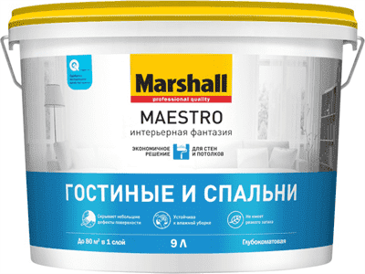 Краска водоэмульсионная MARSHALL MAESTRO Интерьерная фантазия BW 9л - фото 8843