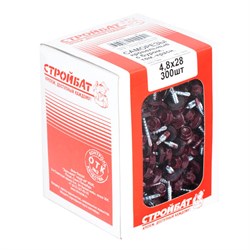 Саморезы СТРОЙБАТ кровельные с буром 4,8x28 темно красный (300 шт)115800 - фото 88566