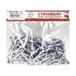 Цепь СТРОЙБАТ DIN 763 (дл. звено) 5мм (белый цинк 3 м) 261650 - фото 89254