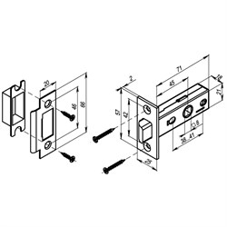 Защелка PUNTO врезная L-45-8 SN мат.никель - фото 89351