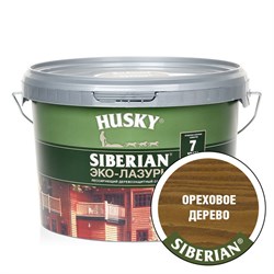 Эко-Лазурь HUSKY SIBERIAN для дерева полуматовая ореховое дерево 2,5л - фото 89768