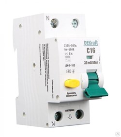 Выключатель диф. тока ДИФ-103-6кА-1Р+N 16А 30мА AC С DEKraft 16204 - фото 91569