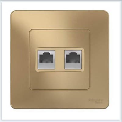 Розетка WESSEN BLANCA BLNIS045114 С/У двойная: комп.RJ45, кат.5E + телефон. RJ11, титан - фото 9188