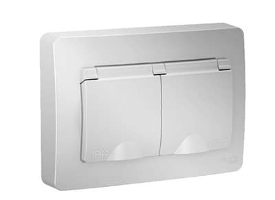 Розетка WESSEN BLANCA BLNRS441123 С/У двойная с/з со шторк.,16А, 250В, алюминий IP 44 - фото 9189