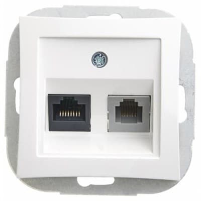 Розетка WESSEN ДУЭТ WDE000185 двойн. RJ11+RJ45, кат. 5Е механизм, белый - фото 9232