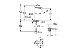 Смеситель GROHE Start Edge для раковины с нажимным донным клапаном XL 23777000 - фото 92885