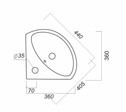 Умывальник Beep 36*36 угловой белый - фото 94603