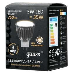 Лампа Gauss LED D35*45 3WSMD MR11 AC220-240V GU4 2700K FROST EB132517103 - фото 94778