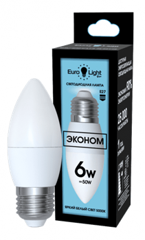 Лампа светодиодная Eurolight ELEC-509-C37-6-5K-E27-FR - фото 94801