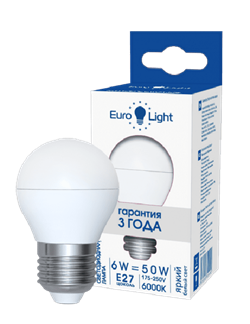 Лампа светодиодная Eurolight El-213-G45-6-6K-E27-FR - фото 94852