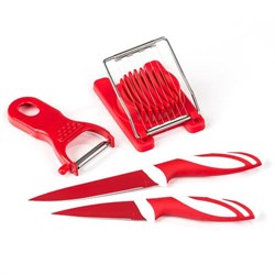 Набор TORO кухонный 4 пр.(овощечистка,яйцерезка,2 ножа с пласт. ручкой) 2634 - фото 94938
