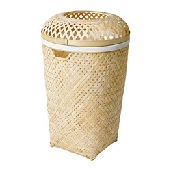 Корзина для белья 40*30*60см, бамбук, складная, цвет белый HX9100520 - фото 95237