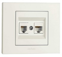 Розетка OVIVO GRANO компьютерная+телефонная белый 400-010300-234 - фото 95384