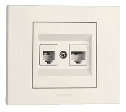 Розетка OVIVO GRANO компьютерная+телефонная крем 400-020300-234 - фото 95385