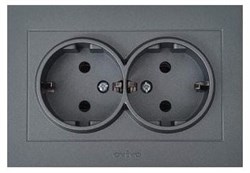 Розетка OVIVO GRANO 2-я с/з дымчатый 400-110300-907 - фото 95389