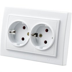 Розетка VISION двойная, с/з, белая 600-0200-907 - фото 95400