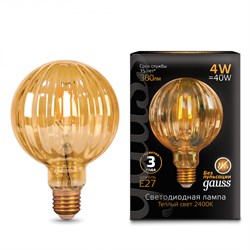 Лампа Gauss LED Filament G100 4W 380Lm E27 2400К golden Baloon 147802004 - фото 95433