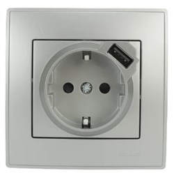 Розетка LESYA с/з USB, черная матовая 705-4343-181 - фото 95531