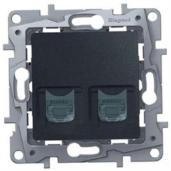Розетка LEGRAND Etika RJ11+RJ45 кат. 5 UTP (антрацит) 672652 - фото 95551