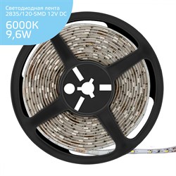 Лента GAUSS LED Elementary светодиодная 2835/120-SMD 9.6W 12V 5м DC холодный белый IP20 355000310 - фото 95677