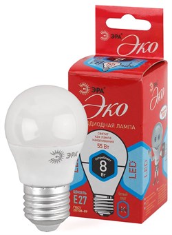 Лампа светодиодная ЭРА ECO P45-8W-840-E27 3655 Б0030025 - фото 96144