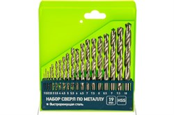 Набор сверл СИБРТЕХ по металлу 1-10мм (через 0,5мм) HSS 19шт пластик.коробка цил. хвостовик 723887 - фото 96338