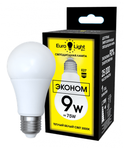 Лампа светодиодная Eurolight ELEC-502-A60-9-3K-E27-FR - фото 96887