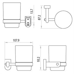 Стакан стеклянный Омега для зубных щеток с держателем хром LM3136C - фото 97078