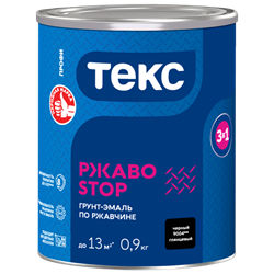 Эмаль-грунт ТЕКС алкид молотковая по ржавчине РжавоStop Профи синяя 0,9кг - фото 98306